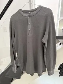 UNIQLO 2025 ワッフルヘンリーTシャツ長袖　07 グレー