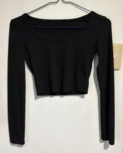 ブラック クロップド長袖 M
