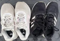 adidas ホワイト/ピンク ブラック/スニーカー 2点セット 23.5cm