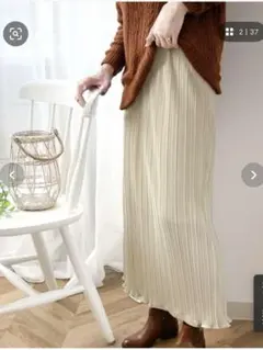 《ms+ ideal》メロープリーツタイトロングスカート アイボリー