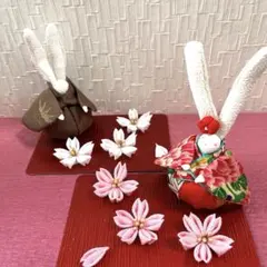 お雛様　うさぎペア　ハンドメイド　雛人形　ひな祭り　豆雛