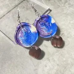 ピアス ハンドメイド シルバー 骸骨 薔薇 青 紫 白 ホワイト 軽量