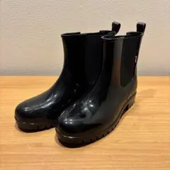 ブラックゴムショートブーツ エラスティックサイドパネル付き