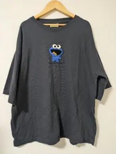 セサミストリート クッキーモンスター 刺繍 Tシャツ 4L ブラックのサムネイル