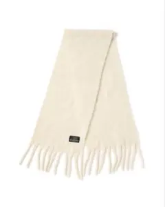 Finissage　白マフラー フリンジ付き