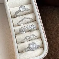 【最終価格】フリーサイズ リング 5点セット シルバー ジルコニア エレガント
