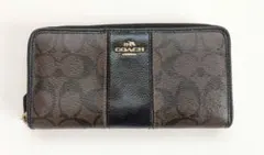 【正規店より購入】COACH レザー長財布 ブラウン/ブラック