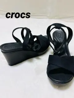 美品 ☆crocs 厚底サンダル アンクルストラップ ウェッジソール