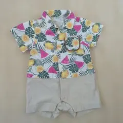 apres les cours スイカとレモン柄 半袖ロンパース　80