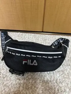 【値下げ美品】FILA ボディバッグ ブラック メッシュ