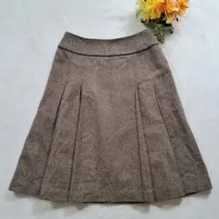 INDIVI ひざ丈スカート Mサイズ 茶色 ツイード プリーツ きれいめ