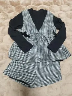 プティマイン　リボン　セットアップ　トップス　ショートパンツ　千鳥格子