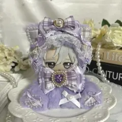 ❤︎おすわりぬい服 ぬい服 にじぱぺ 10cm 紫×黒 地雷系パープルねこ