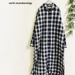 アースミュージックアンドエコロジー シャツワンピース　F ロング　チェック柄のサムネイル