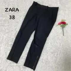 ザラ【M】スラックス　センタープレス　サイドジップ　ポケット付き　ストレッチ抜群