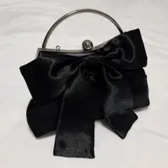 ブラックサテンリボンパーティーバッグ