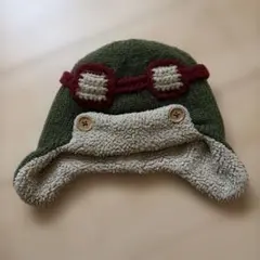 オリーブグリーン ニット帽 パイロットデザイン