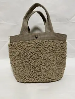 ベージュ モカ ミニトートバッグ ファー風