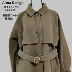 Alma Design ロングチェスターコート ブラウン M オーバーサイズ