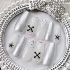 現品 ミラー シルバー 星 シンプル 韓国 ネイルチップ No.30 訳あり