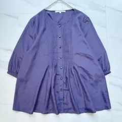 Scroll スクロール ブラウス チュニック ピンタック パープル きれいめ