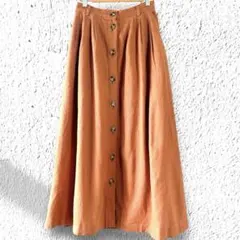 マウジー リネン ロングスカートフレア テラコッタ オレンジ Sのサムネイル