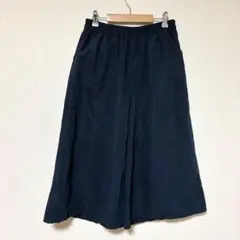 アーバンリサーチ　ガウチョパンツ　光沢感　無地　ウエストゴム　ネイビー