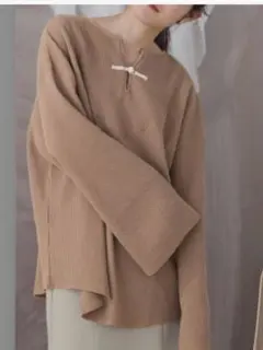 Bab ☆美品☆チャイナボタンワッフルプルオーバー