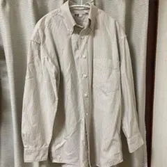 【UNIQLOU】オックスフォードワイドフィットストライプシャツ オフホワイト