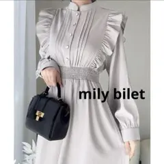 【mily bilet】大人フェミニン。レトロ花柄ピンタックフリルワンピース