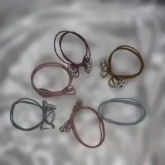 ヘアゴム6種類セット パール付き リボン 髪ゴム 6個セット 髪留め まとめ髪