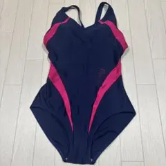 アシックス競泳水着　紺色×ピンク　サイズM