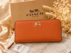 COACH 長財布 ラウンドファスナー レザー キャメル 新品未使用 男女兼用のサムネイル