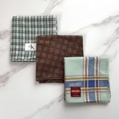 レトロ メンズハンカチ 3枚セット KENZO dunhili カルバンクライン