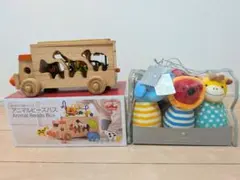 木製アニマルビーズバスとアニマルボーリングのセット　知育玩具のサムネイル