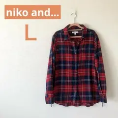 niko and... ニコアンド フランネルシャツ L チェック柄