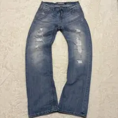 00s【archive】ワイドデニム ダメージ加工 グランジ お兄系 Y2K