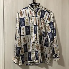 レディース 柄シャツ 長袖 古着