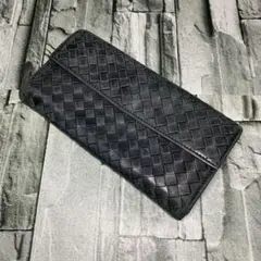 bottega veneta 黒レザー編み込み長財布 - メルカリ