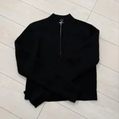 GU リブハーフジップセーター ブラック