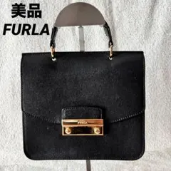 美品 FURLA フルラ メトロポリス ハンドバッグ ミニバッグ 黒 レザーのサムネイル