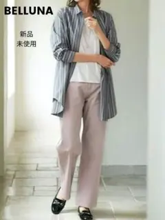【新品】BELLUNA/ベルーナ ワイドデニムパンツ ラベンダー 股下60 Mのサムネイル