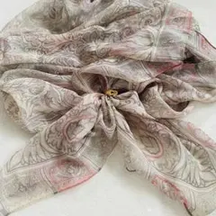 極美品ETRO エトロ 大判シルクストール ペイズリーピンクベージュ 130cm