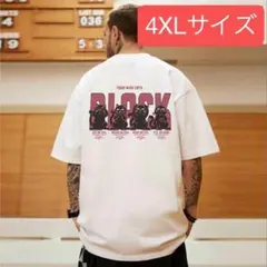 ネコTシャツ半袖トップス（ホワイト4XLサイズ）春夏秋シンプルプリント洋服039