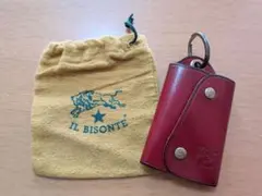 IL BISONTE レザー 赤 キーケース スナップボタン