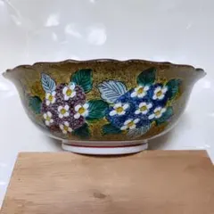 九谷焼　菓子鉢　盛鉢　兜鉢　華鳥紋　ボウル　吉田屋風　ア21