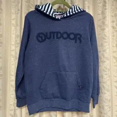 OUTDOOR ネイビー ストライプフード パーカー Mのサムネイル