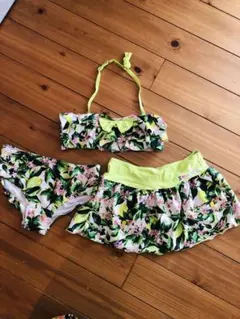 美品JENNI フラワープリント セパレート水着 3 点セット140