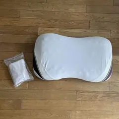 【美品】西川エアー4D ピロー（低め）別売り専用カバー付き　グレーベージュ