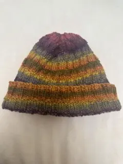マルチカラー ストライプ ニット帽